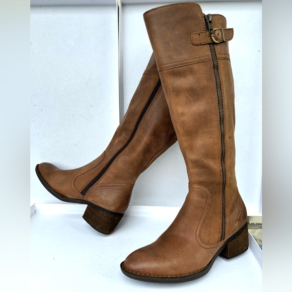 NWOT BORN Sz 7M CBFC19 Style Knee High Leather Brown Boots - Picture 5 of 16